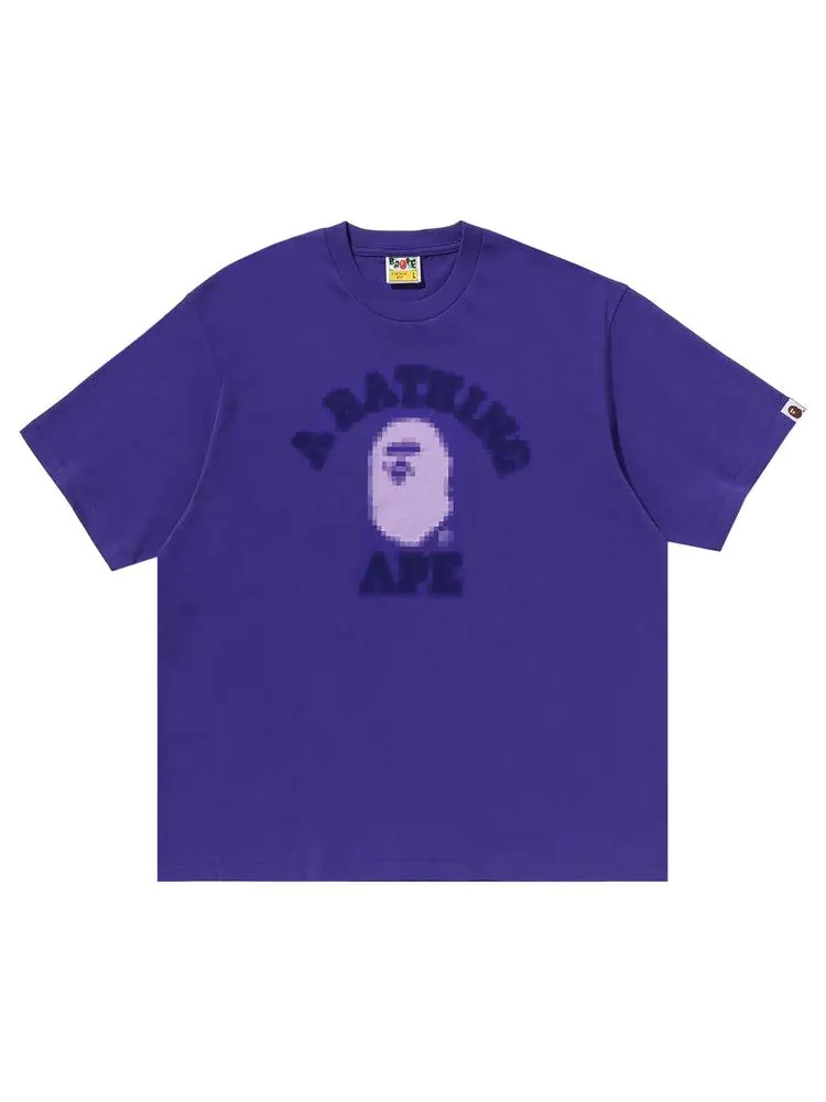 Футболка BAPE Pixal College Relaxed Fit Tee 'Purple' — изображение 1 из 3, фиолетовый