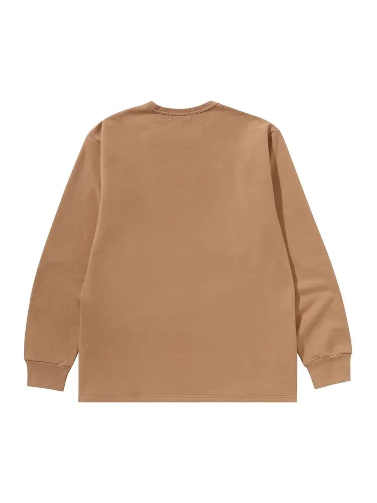 Футболка BAPE Ape Head Brushed Cotton Long-Sleeve Tee — изображение 2 из 3, бежевый
