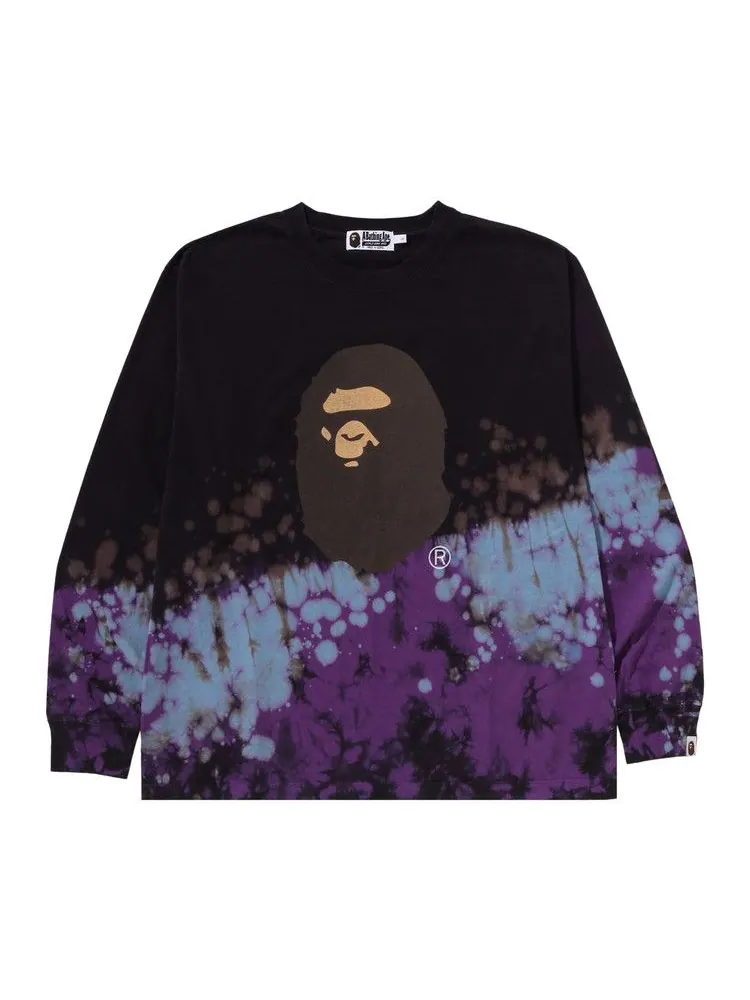 Футболка BAPE Tie Dye Ape Head Relaxed Fit Long-Sleeve Tee — изображение 1 из 2, черный