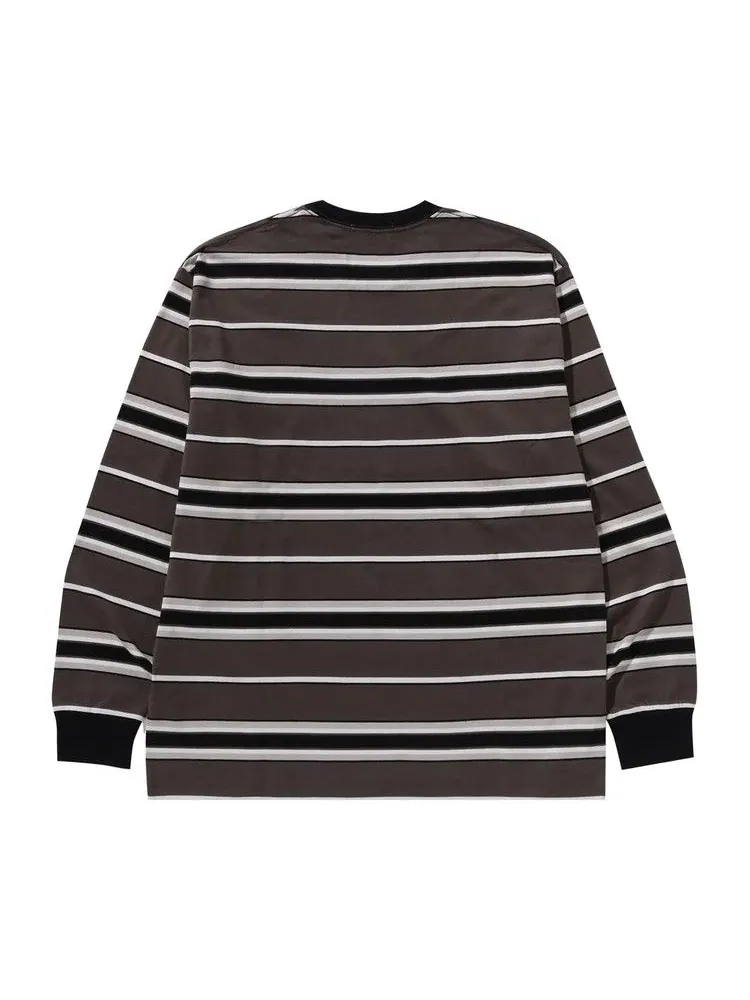 Футболка BAPE Ape Head One Point Stripe Relaxed Fit Long-Sleeve Tee — изображение 2 из 3, черный