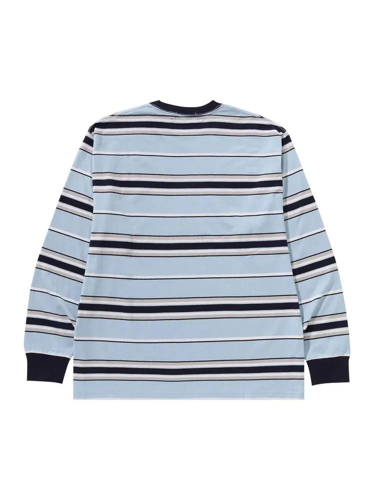 Футболка BAPE Ape Head One Point Stripe Relaxed Fit Long-Sleeve Tee, Sax — изображение 2 из 3, синий