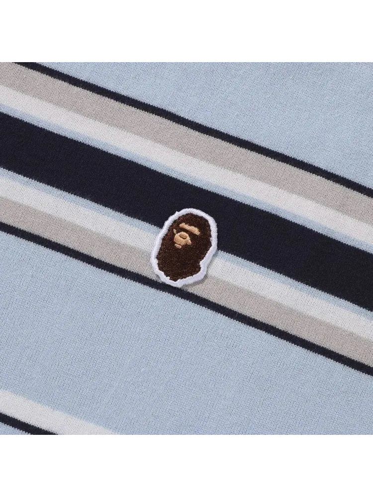 Футболка BAPE Ape Head One Point Stripe Relaxed Fit Long-Sleeve Tee, Sax — изображение 3 из 3, синий