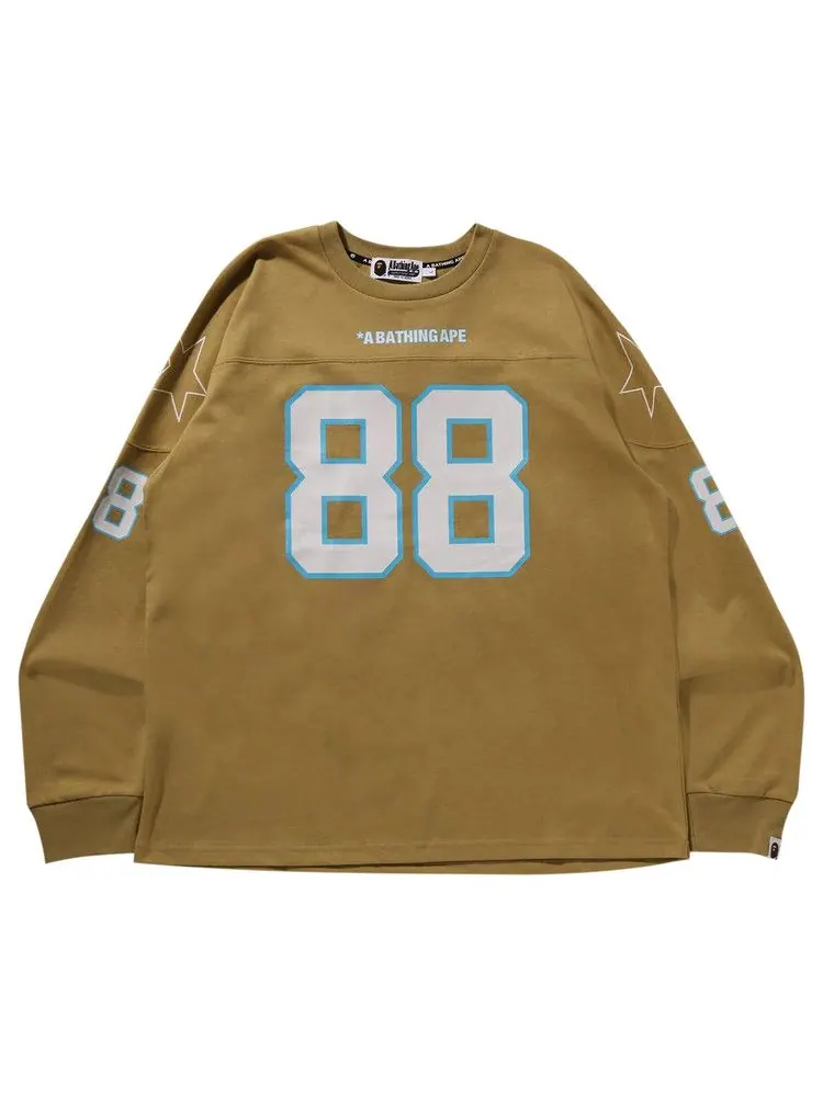 Футболка BAPE Football Relaxed Fit Long-Sleeve Tee — изображение 1 из 3, бежевый