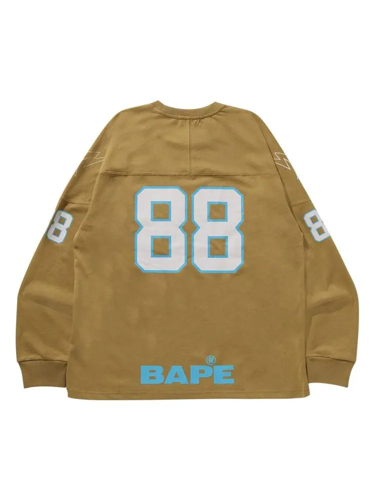 Футболка BAPE Football Relaxed Fit Long-Sleeve Tee — изображение 2 из 3, бежевый