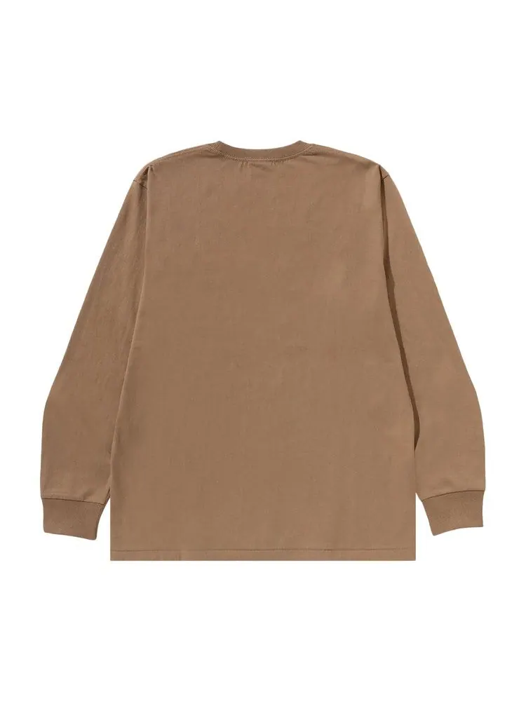 Лонгслив BAPE College Long-Sleeve Tee 'Beige' — изображение 2 из 2, бежевый