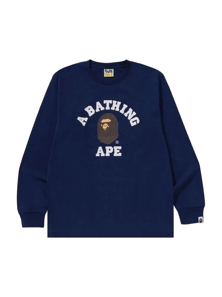 Футболка BAPE College Long-Sleeve Tee — изображение 1 из 2, темно-синий