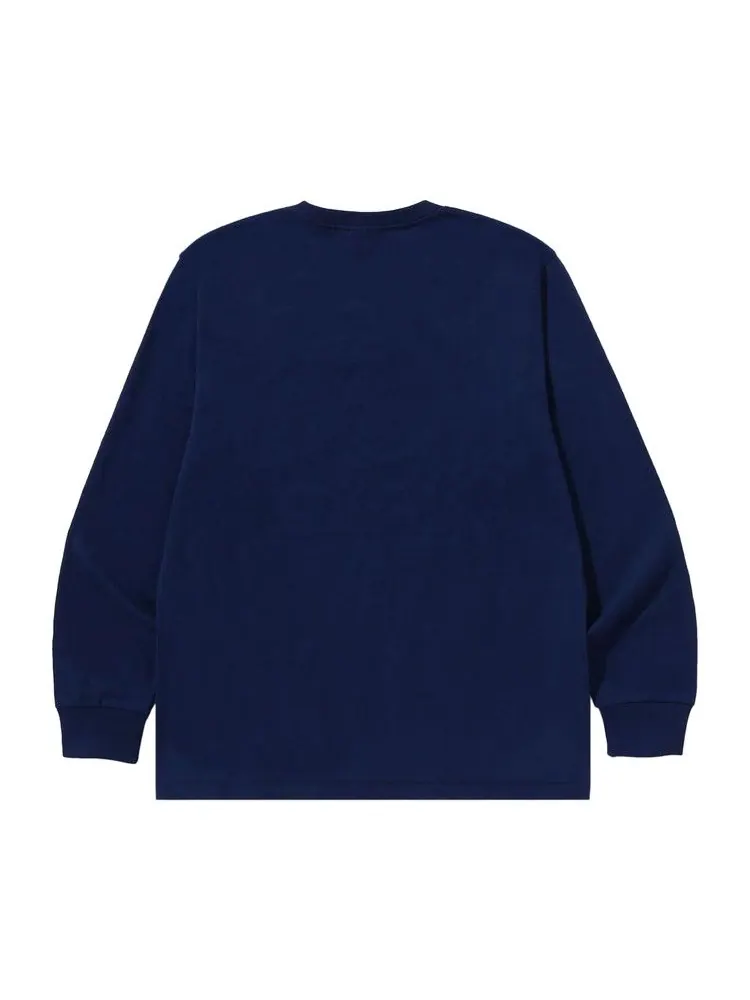 Футболка BAPE College Long-Sleeve Tee — изображение 2 из 2, темно-синий