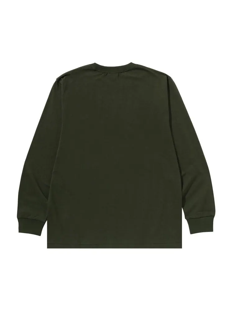 Лонгслив BAPE College Long-Sleeve Tee 'Olive Drab' — изображение 2 из 2, зеленый