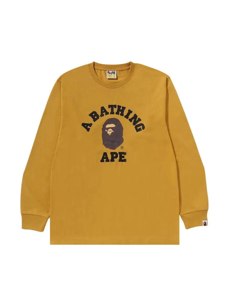 Футболка BAPE College Long-Sleeve Tee — изображение 1 из 2, желтый