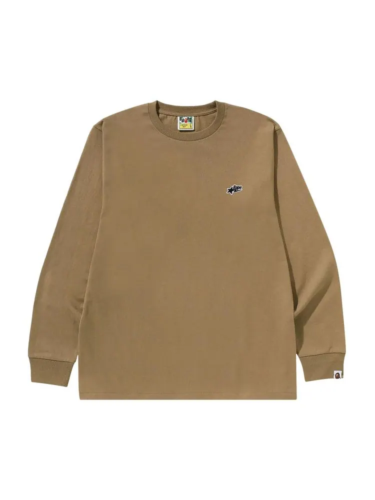 Футболка BAPE Sta One Point Long-Sleeve Tee — изображение 1 из 1, бежевый