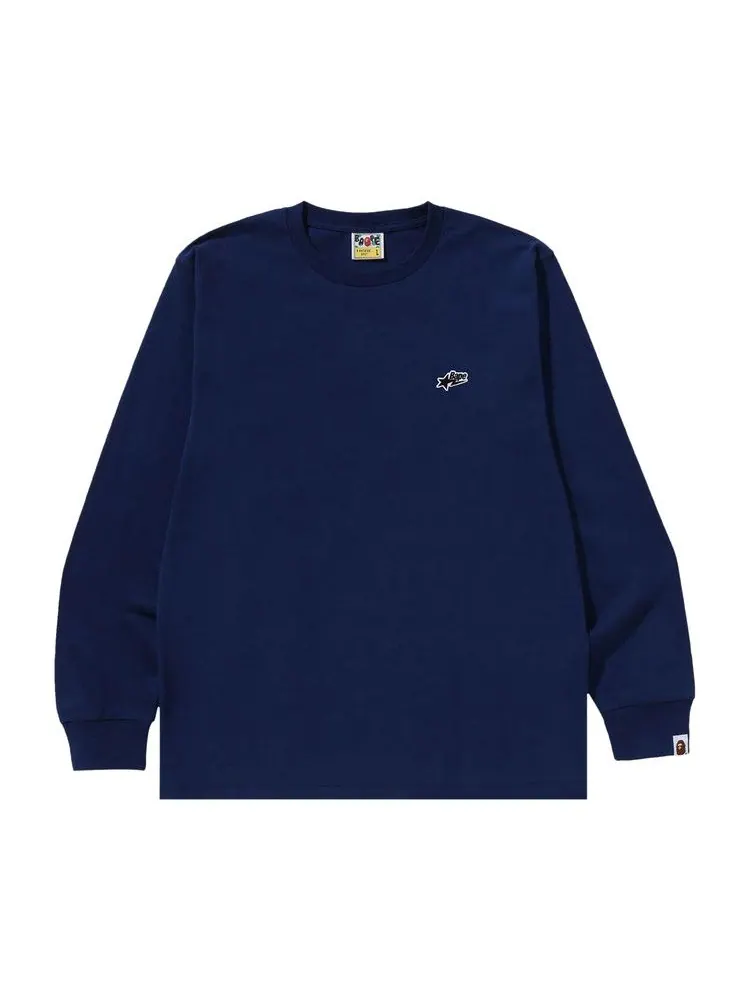 Футболка BAPE Sta One Point Long-Sleeve Tee — изображение 1 из 1, темно-синий