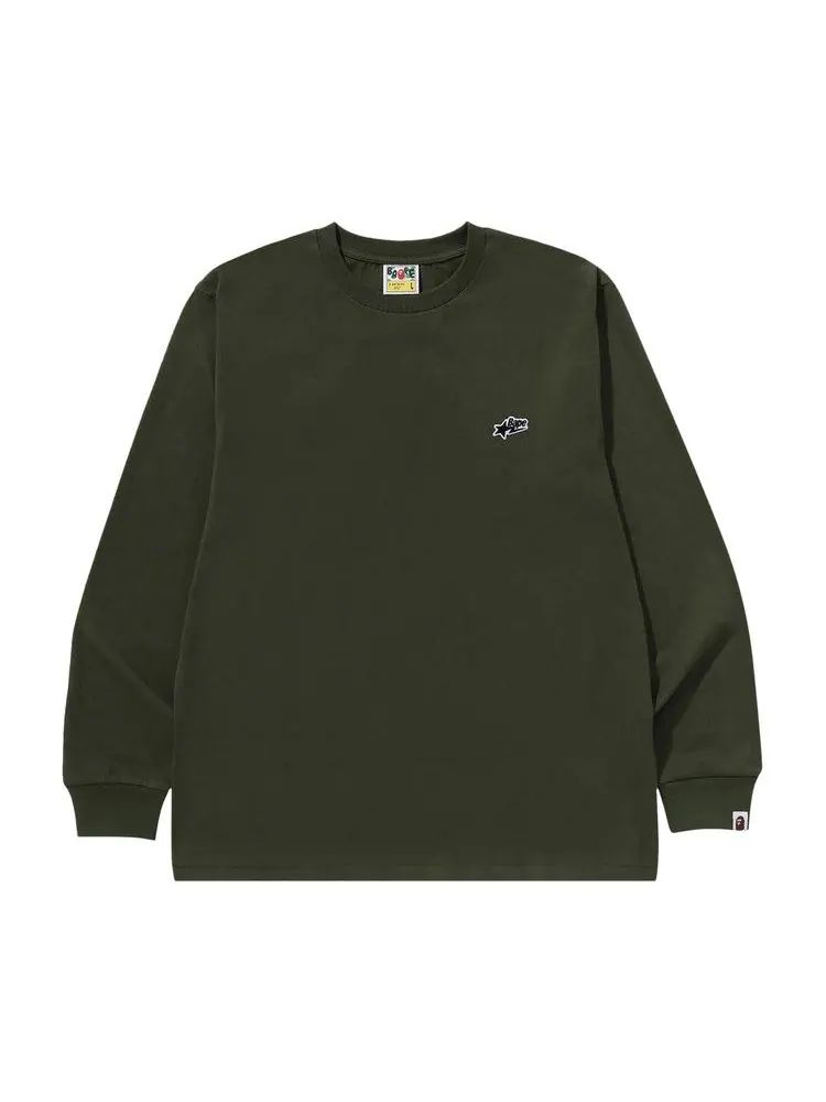 Футболка BAPE Sta One Point Long-Sleeve Tee — изображение 1 из 1, оливковый