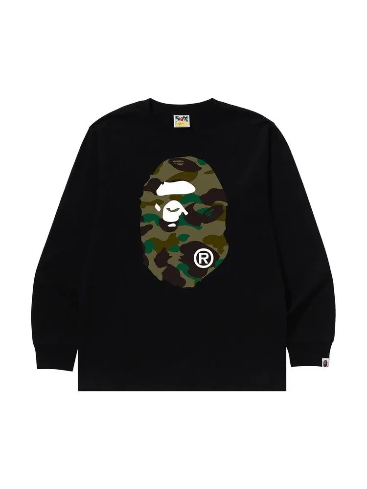 Футболка BAPE 1st Camo Big Ape Head Long-Sleeve Tee — изображение 1 из 2, черный/зеленый