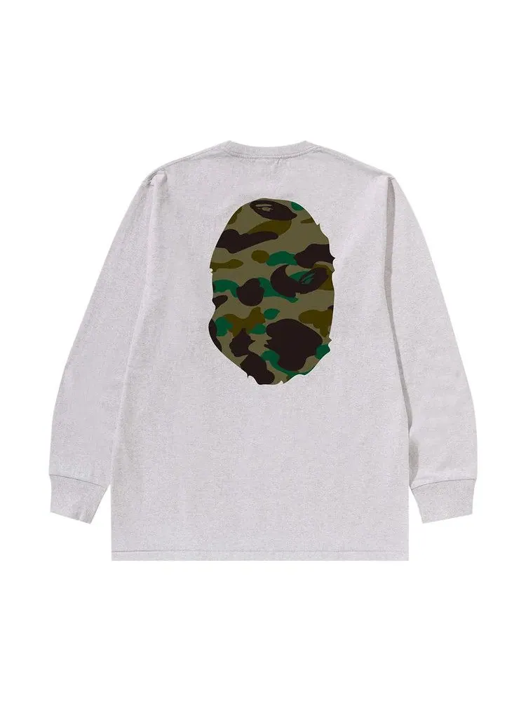 Футболка BAPE 1st Camo Big Ape Head Long-Sleeve Tee — изображение 2 из 2, серый/зеленый