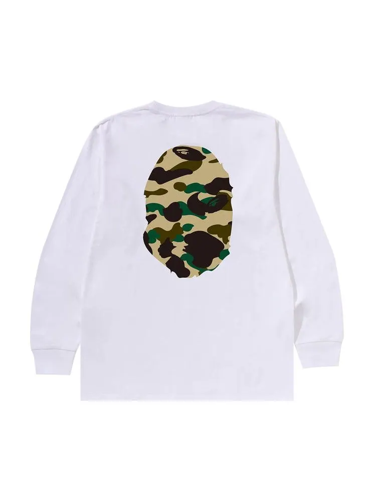 Футболка BAPE 1st Camo Big Ape Head Long-Sleeve Tee — изображение 2 из 2, белый/желтый
