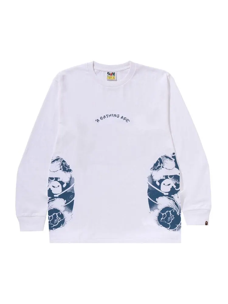 Футболка BAPE Japanese Tattoo Side Big Ape Head Long-Sleeve Tee — изображение 1 из 2, белый