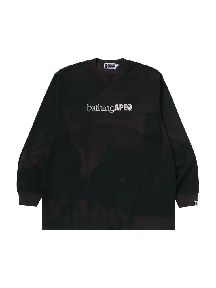 Футболка BAPE Overprint Logo Relaxed Fit Long-Sleeve Tee — изображение 1 из 2, черный