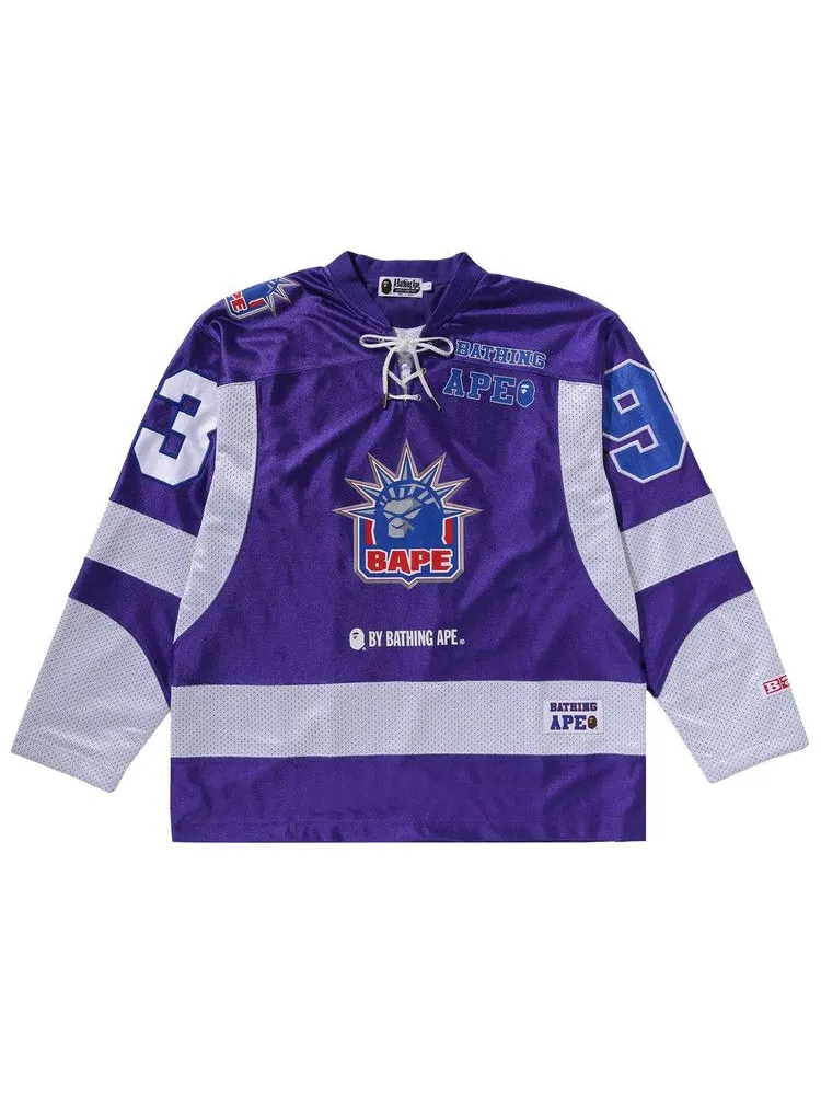 Джерси BAPE Multi Logo Relaxed Fit Long-Sleeve Ice Hockey Jersey — изображение 1 из 1, фиолетовый