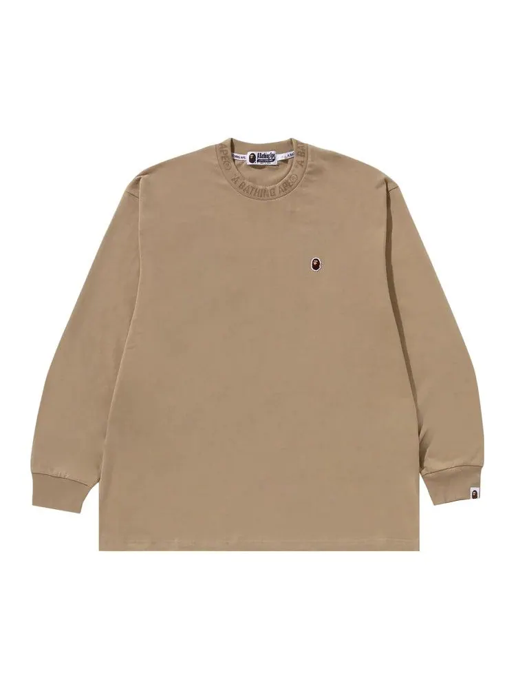 Футболка BAPE One Point Ape Head Relaxed Fit Long-Sleeve Tee — изображение 1 из 3, бежевый