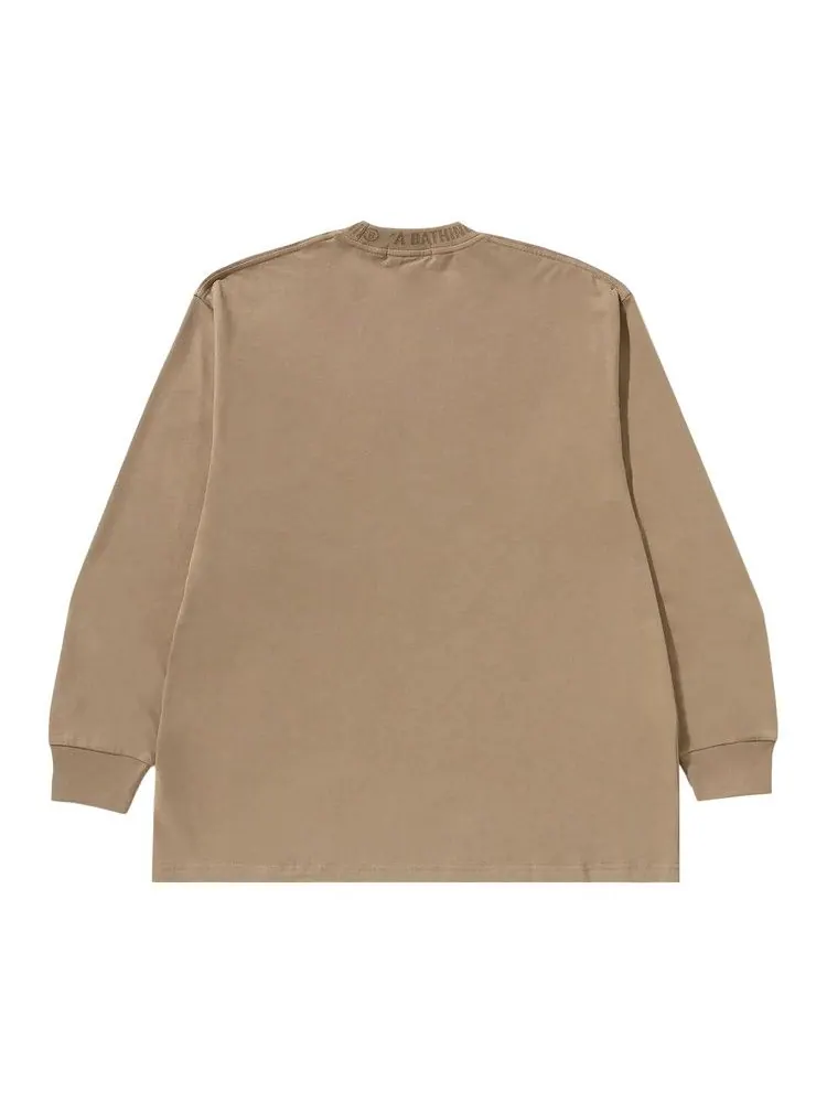 Футболка BAPE One Point Ape Head Relaxed Fit Long-Sleeve Tee — изображение 2 из 3, бежевый
