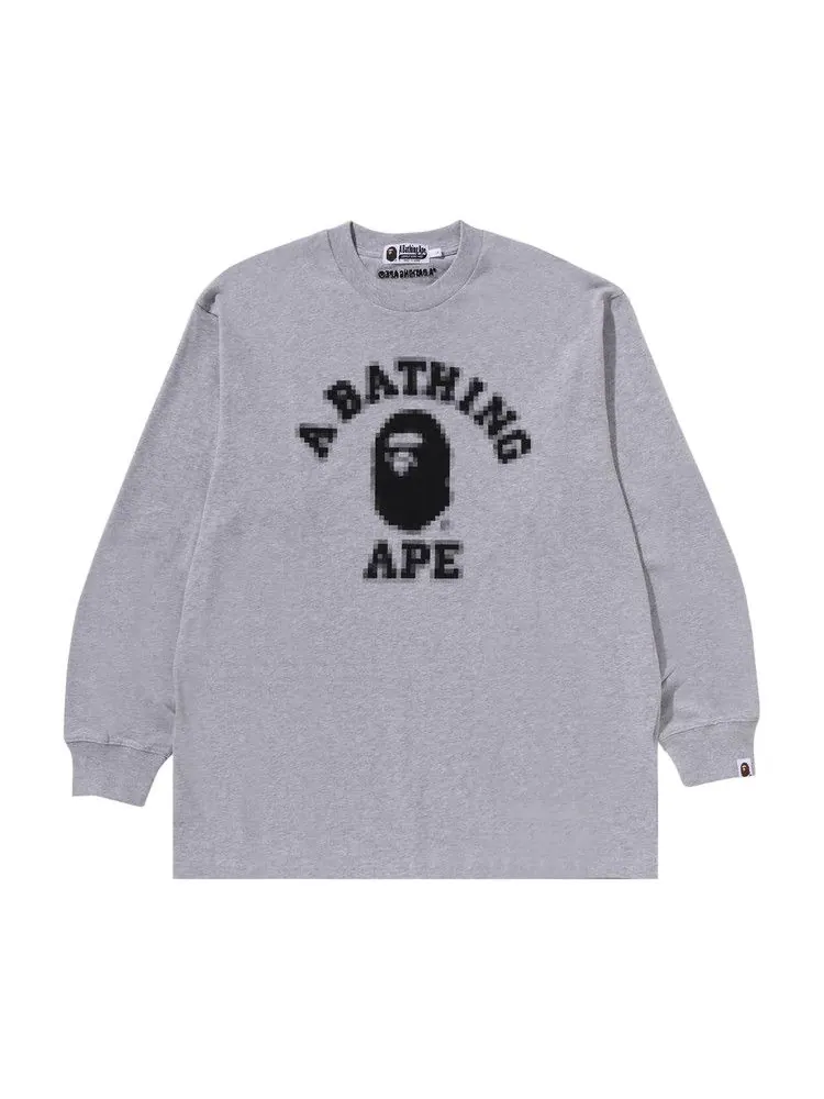 Футболка BAPE College Relaxed Fit Long-Sleeve Tee — изображение 1 из 3, серый