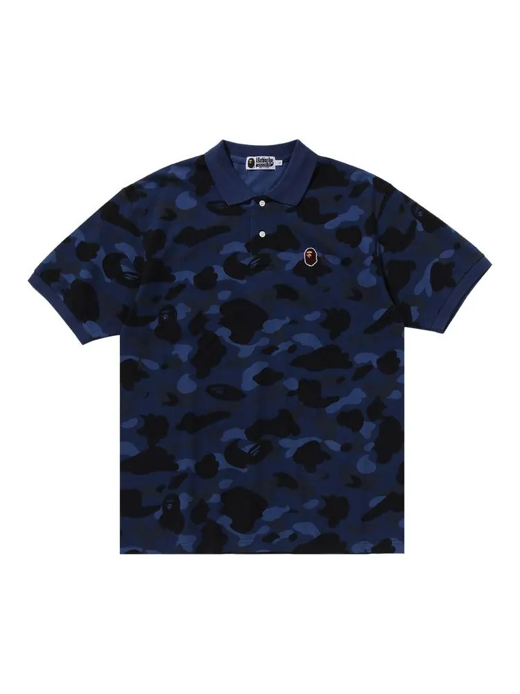 Поло BAPE Color Camo Large Ape Head Relaxed Fit Polo Shirt — изображение 1 из 2, темно-синий