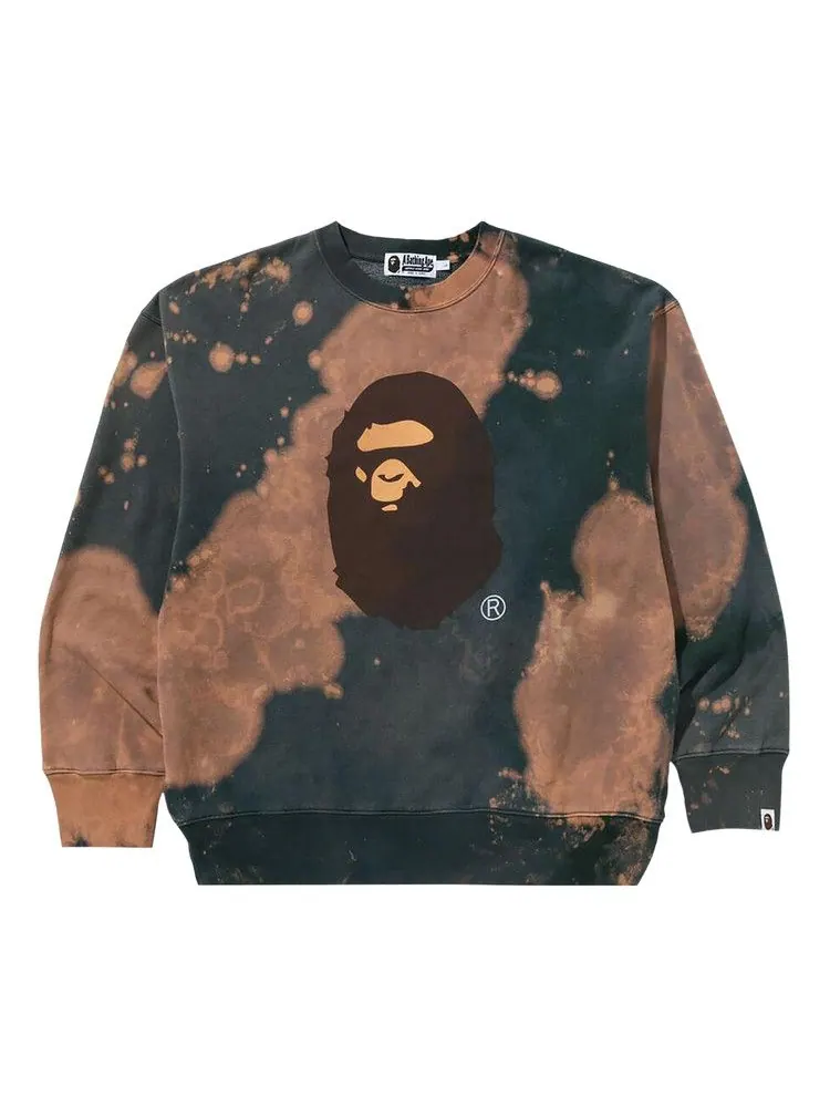 Толстовка BAPE Tie Dye Ape Head Relaxed Fit Crewneck Sweatshirt — изображение 1 из 2, бежевый