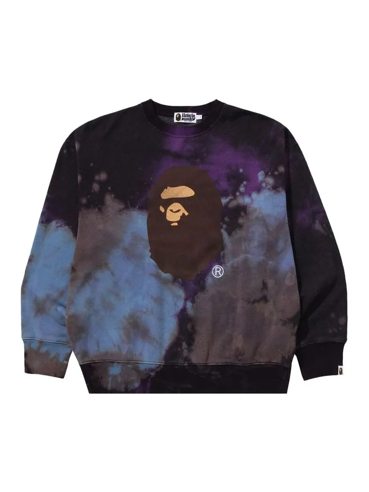 Толстовка BAPE Tie Dye Ape Head Relaxed Fit Crewneck Sweatshirt — изображение 1 из 2, черный
