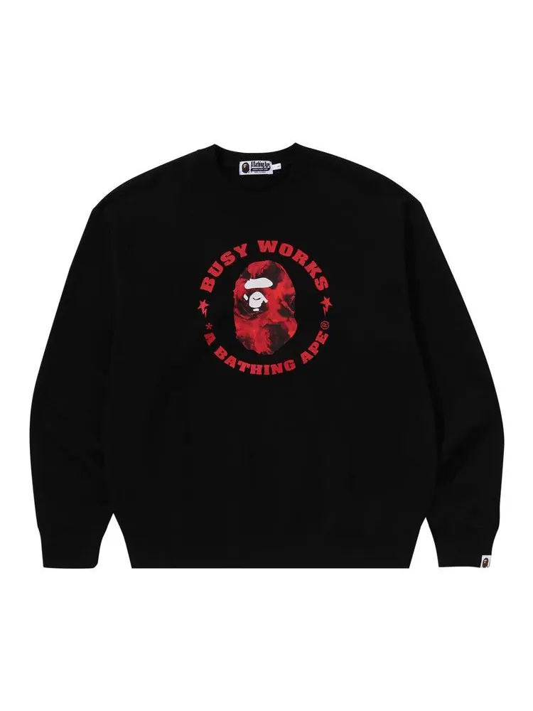 Толстовка BAPE Floral Solid Camo Busy Works Relaxed Fit Crewneck Sweatshirt — изображение 1 из 2, черный
