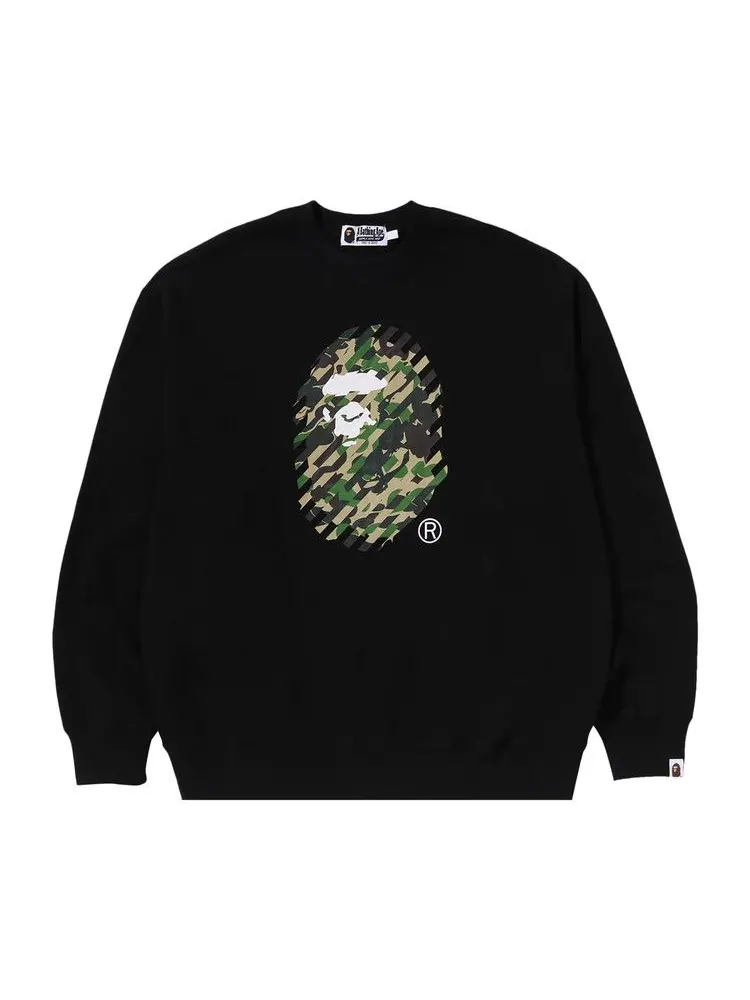 Толстовка BAPE ABC Camo Ape Head Relaxed Fit Crewneck Sweatshirt — изображение 1 из 2, черный