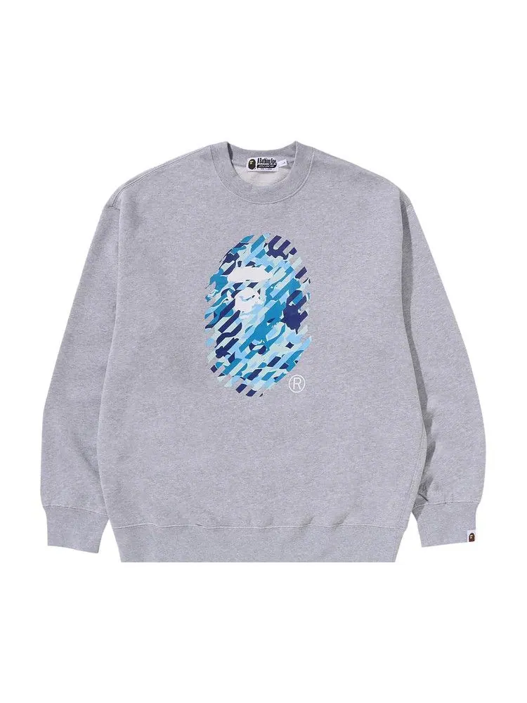 Толстовка BAPE ABC Camo Ape Head Relaxed Fit Crewneck Sweatshirt — изображение 1 из 2, серый