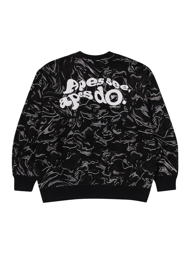 Толстовка BAPE Marbling Camo Logo Relaxed Fit Crewneck Sweatshirt — изображение 2 из 3, черный