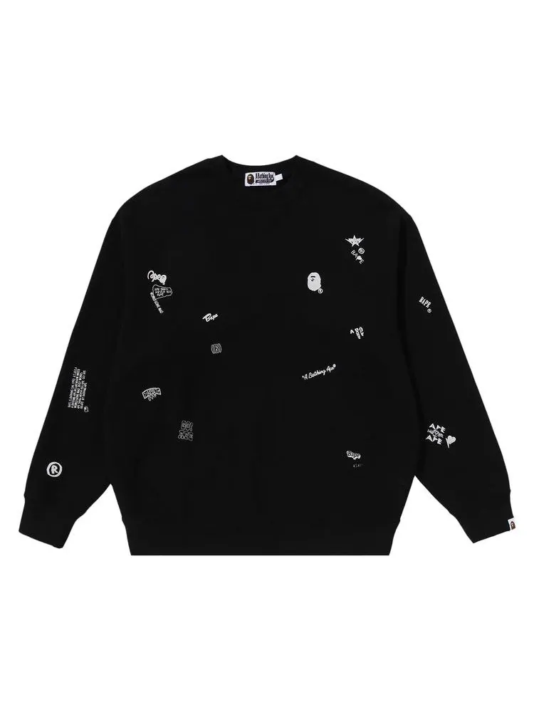 Толстовка BAPE Multi Logo Relaxed Fit Crewneck Sweatshirt — изображение 1 из 3, черный