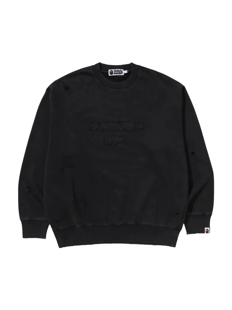 Толстовка BAPE Garment Dye Logo Relaxed Fit Crewneck Sweatshirt — изображение 1 из 2, черный