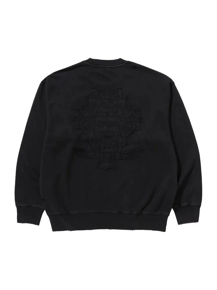Толстовка BAPE Garment Dye Logo Relaxed Fit Crewneck Sweatshirt — изображение 2 из 2, черный