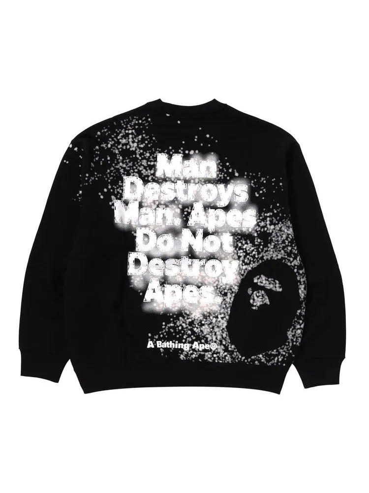 Толстовка BAPE Spray Print Logo Relaxed Fit Crewneck Sweatshirt — изображение 2 из 2, черный