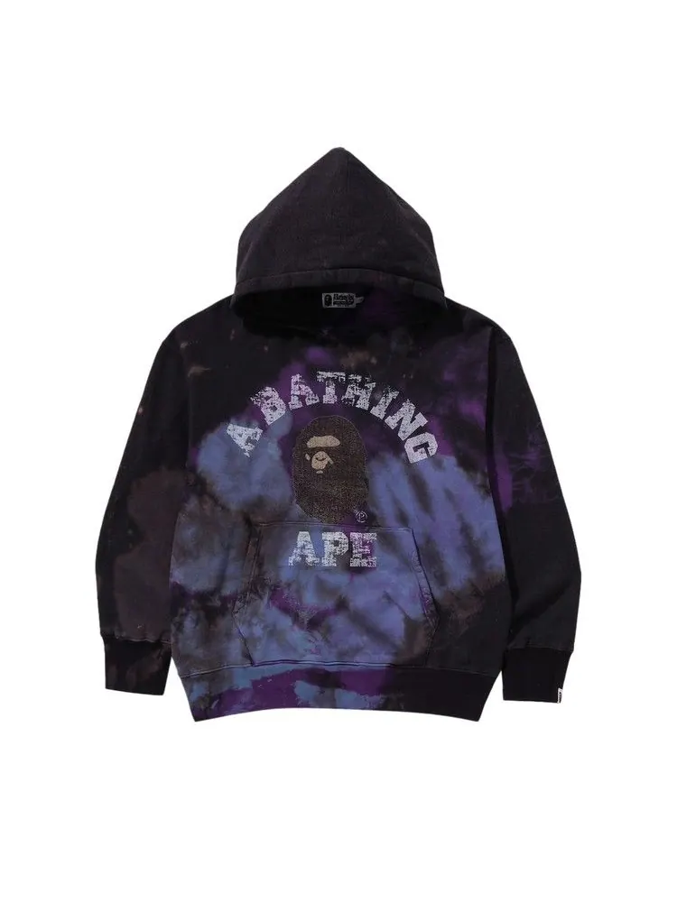 Худи BAPE Tie Dye College Relaxed Fit Pullover Hoodie — изображение 1 из 2, черный