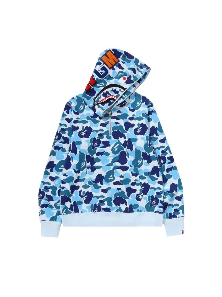 Худи BAPE ABC Camo Shark Half Zip Pullover Hoodie — изображение 1 из 2, синий
