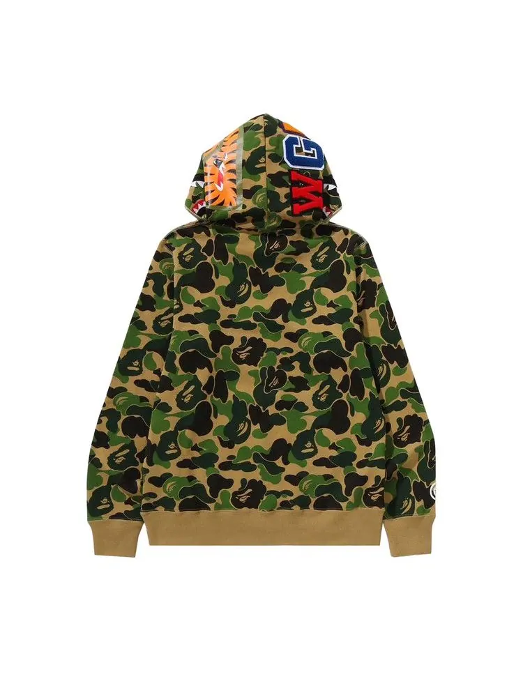 Худи BAPE ABC Camo Shark Half Zip Pullover Hoodie — изображение 2 из 3, зеленый