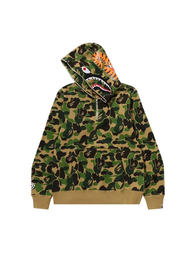 Худи BAPE ABC Camo Shark Half Zip Pullover Hoodie — изображение 3 из 3, зеленый