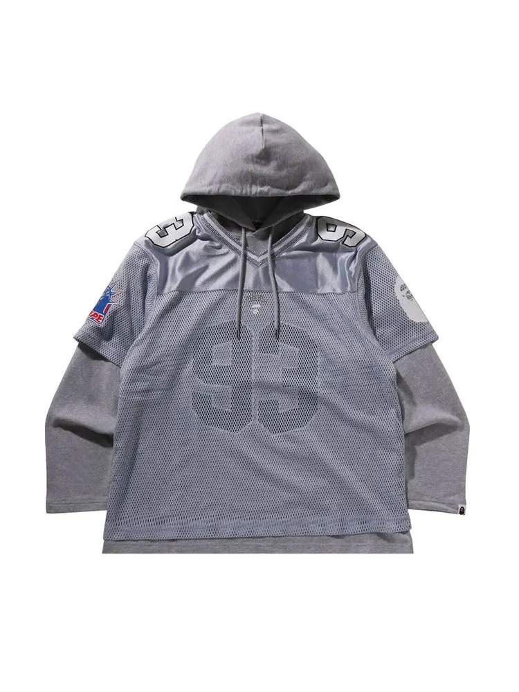 Джерси BAPE Multi Logo Layered Sleeves Relaxed Fit Football Jersey — изображение 1 из 3, серебряный
