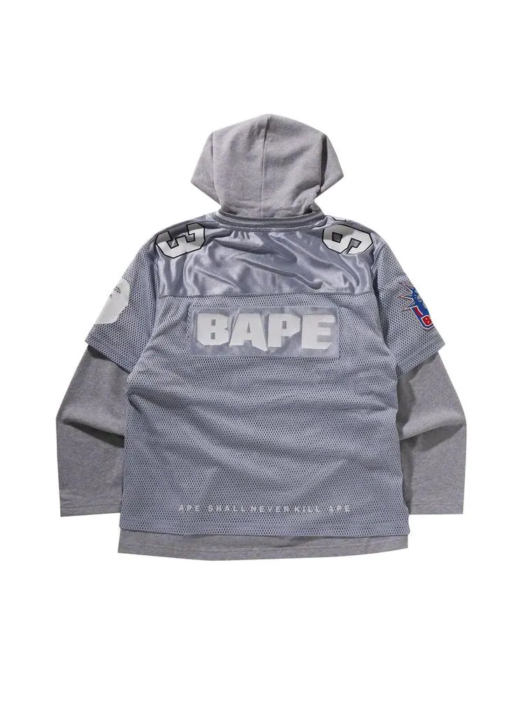 Джерси BAPE Multi Logo Layered Sleeves Relaxed Fit Football Jersey — изображение 2 из 3, серебряный
