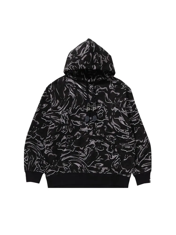 Худи BAPE Marbling Camo Relaxed Fit Pullover Hoodie — изображение 1 из 3, черный