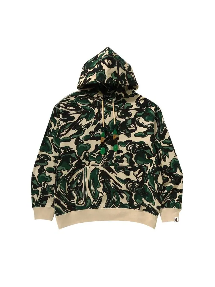 Худи BAPE Marbling Camo Relaxed Fit Pullover Hoodie — изображение 1 из 3, зеленый
