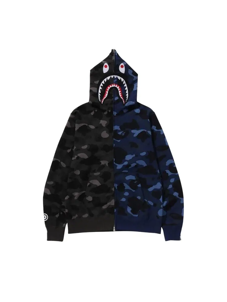 Худи BAPE Color Camo Separate Shark Full Zip Hoodie — изображение 1 из 2, черный/темно-синий