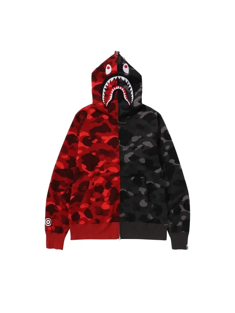 Худи BAPE Color Camo Separate Shark Full Zip Hoodie — изображение 1 из 2, красный/черный