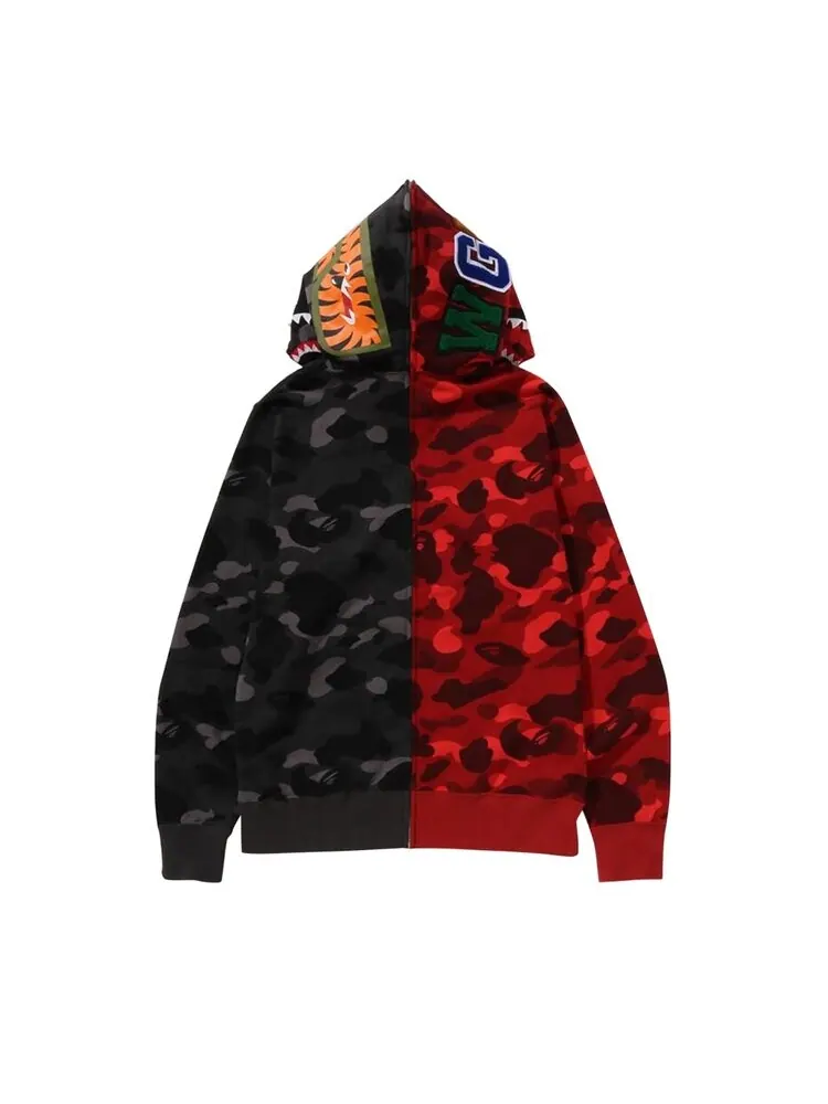 Худи BAPE Color Camo Separate Shark Full Zip Hoodie — изображение 2 из 2, красный/черный