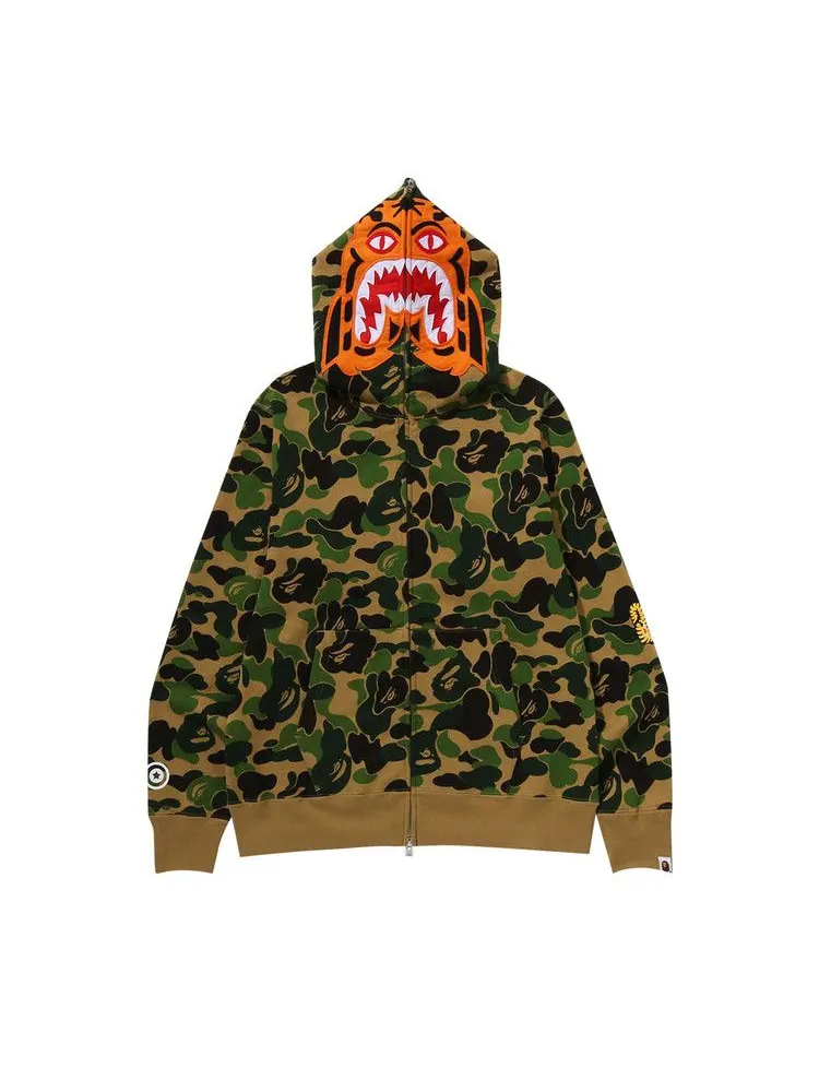 Худи BAPE Camo Tiger Full Zip Hoodie — изображение 1 из 2, зеленый