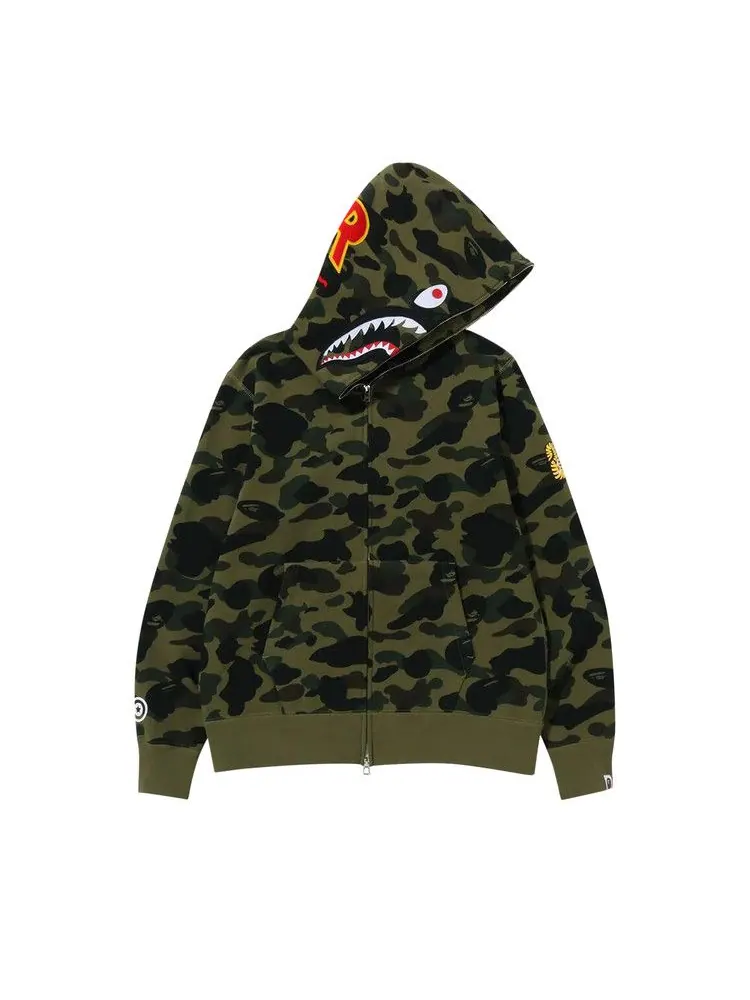 Худи BAPE 1st Camo 2nd Shark Full Zip Hoodie — изображение 1 из 2, зеленый