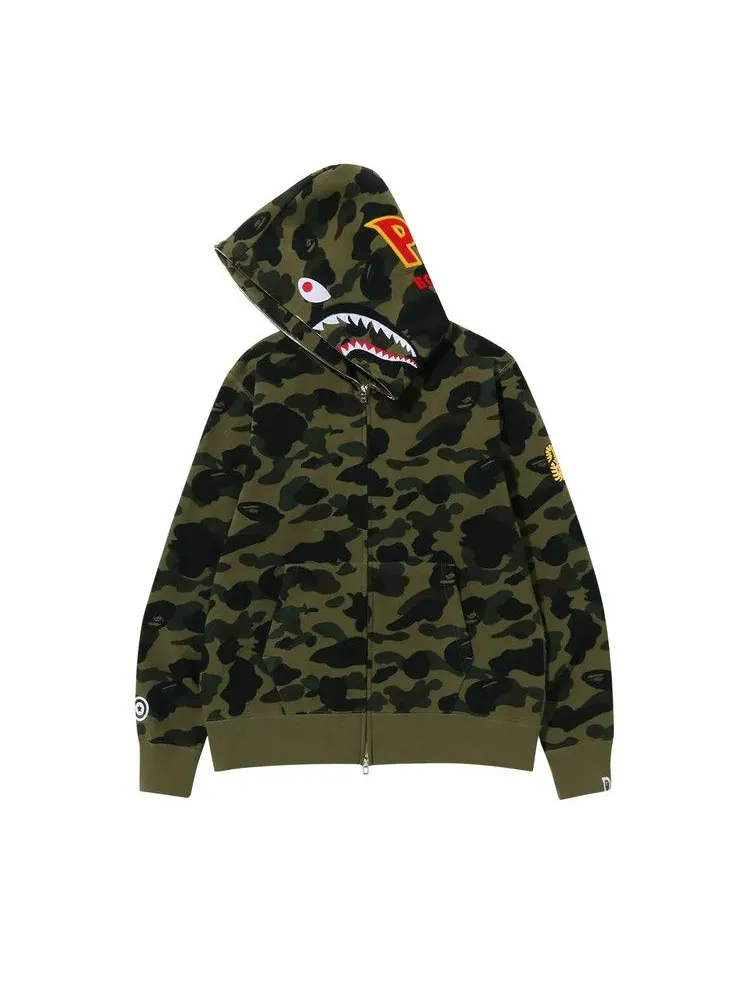 Худи BAPE 1st Camo 2nd Shark Full Zip Hoodie — изображение 2 из 2, зеленый